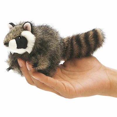 FOLKMANIS Mini Waschbär Racoon Fingerpuppe 2646 Plüschtier Stofftier Kuscheltier