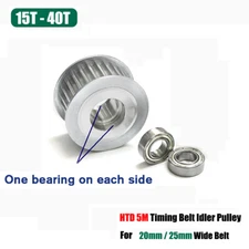 HTD 5M Timing Belt Idler Pulley 15T-40T, Bore 5-30mm, 20/25mm Wide Belt For 3D