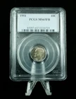 1951 P Roosevelt Dime Full Bands PCGS Graded MS65FB TONED #8166