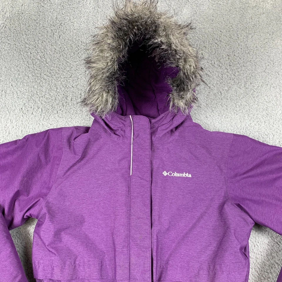 Abrigo Columbia Nordic Strider Niñas Grande Púrpura Omni-Calor Imitación Piel Con Capucha Foto 4 de 4