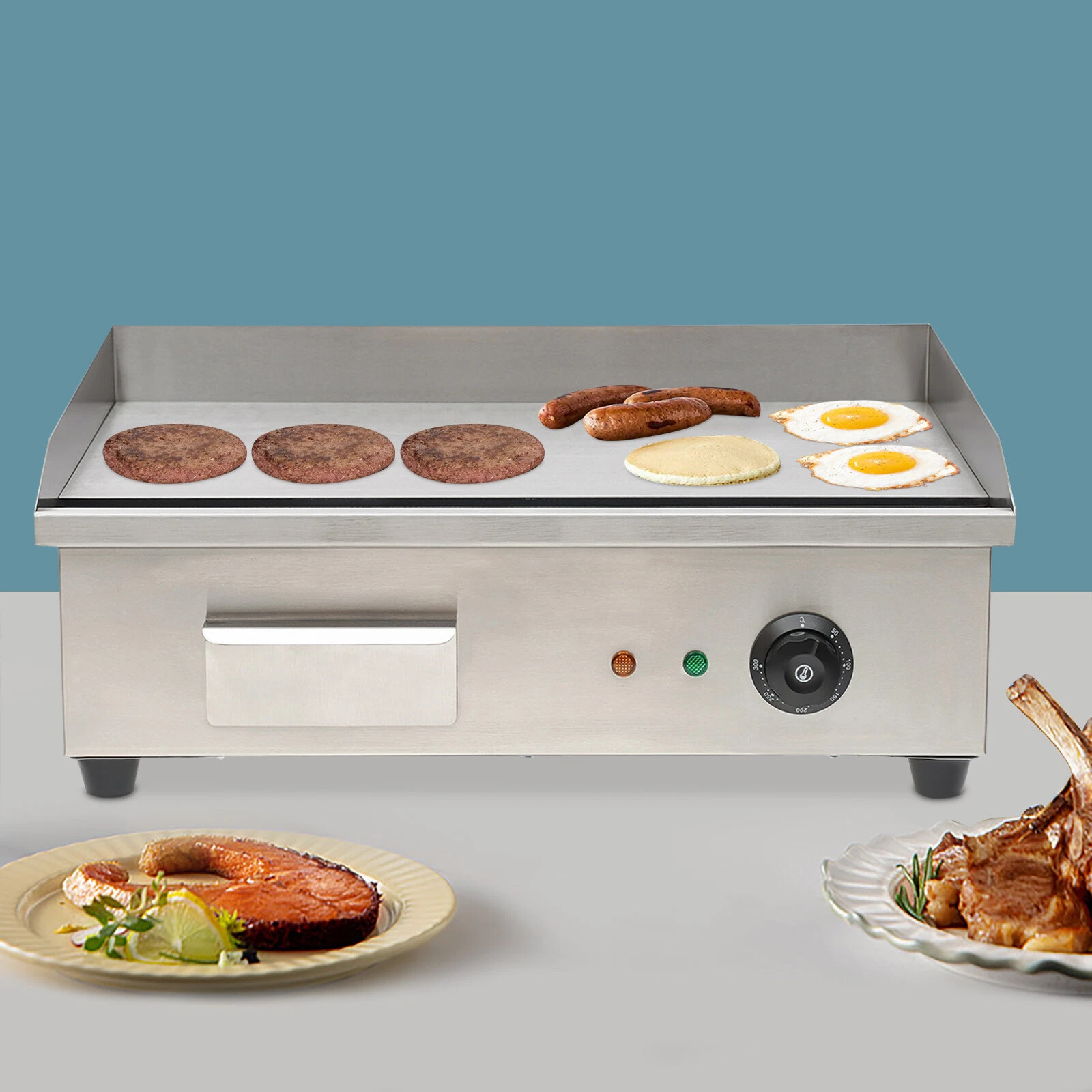 22" 3000W Commercial Electric Countertop Griddle Flat Top Grill Hot Plate BBQ.