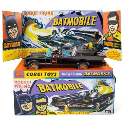 Corgi Batmobile with Batman and Robin-Gloss Black 2024 with COA - Reissue - 267 - Image 1 of 4
