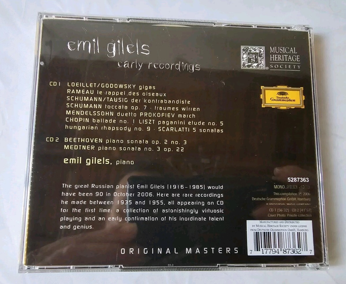 【中古】 Early Recordings 1934 / Emil Gilels EMIL GILELS The Early Recordings (1934-1938) (CD, Grammofono