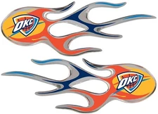 Oklahoma City Thunder 2-Pack Drip Molded Plastic Raised Flame Flames Decal...
