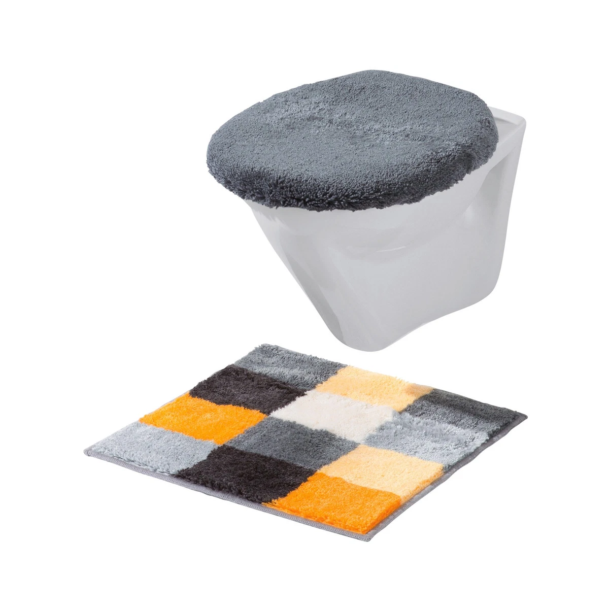 WC-Deckelbezug Mit Gummizug – Lila, Flauschig, Polyester, Für Ovale Toilettendeckel, Waschmaschinenfest, 47x50 Cm