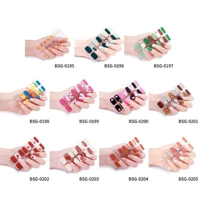 16Pcs Self-Adhesive Warm Color Nail Polish Sticker Full Nail Wraps for Nails Art