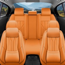 Nappa Leather 5 Seat Car Seat Covers Full Set Protector With Lumbar Support