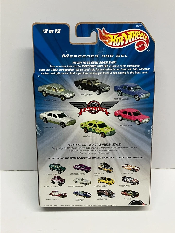 1999 Hot Wheels Final Run Retiring Models MERCEDES 380 SEL - Image 3 of 4