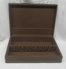 Vintage Wood Silverware Flatware Storage Chest Case for 12 serving