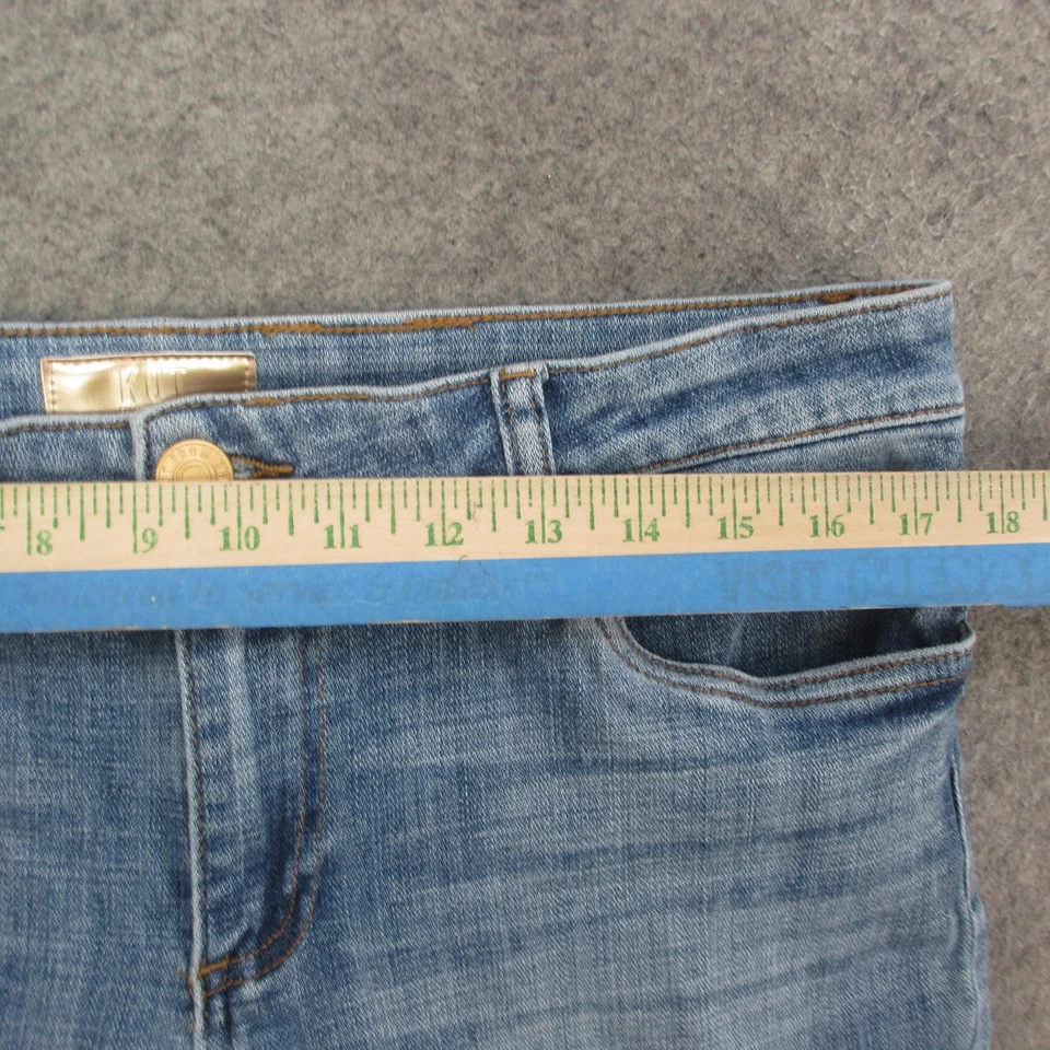 KUT from the Kloth Jeans Womens 12 Blue Amy Crop Straight Leg Cuffed Raw Hem Foto 3 de 4