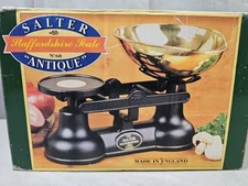 VTG SALTER No.60 TRADITIONAL WEIGHING SCALES & WEIGHTS BLACK BRASS NEW!