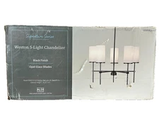 Weston 5-Light Black Chandelier with Opal Glass Cylinder Shades – Modern Linear