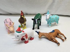 ANKYO PARTY ANIMAL PLAYSET CAKE TOPPERS SET OF 6 HORSE ELEPHANT PIG COW CHICKEN 