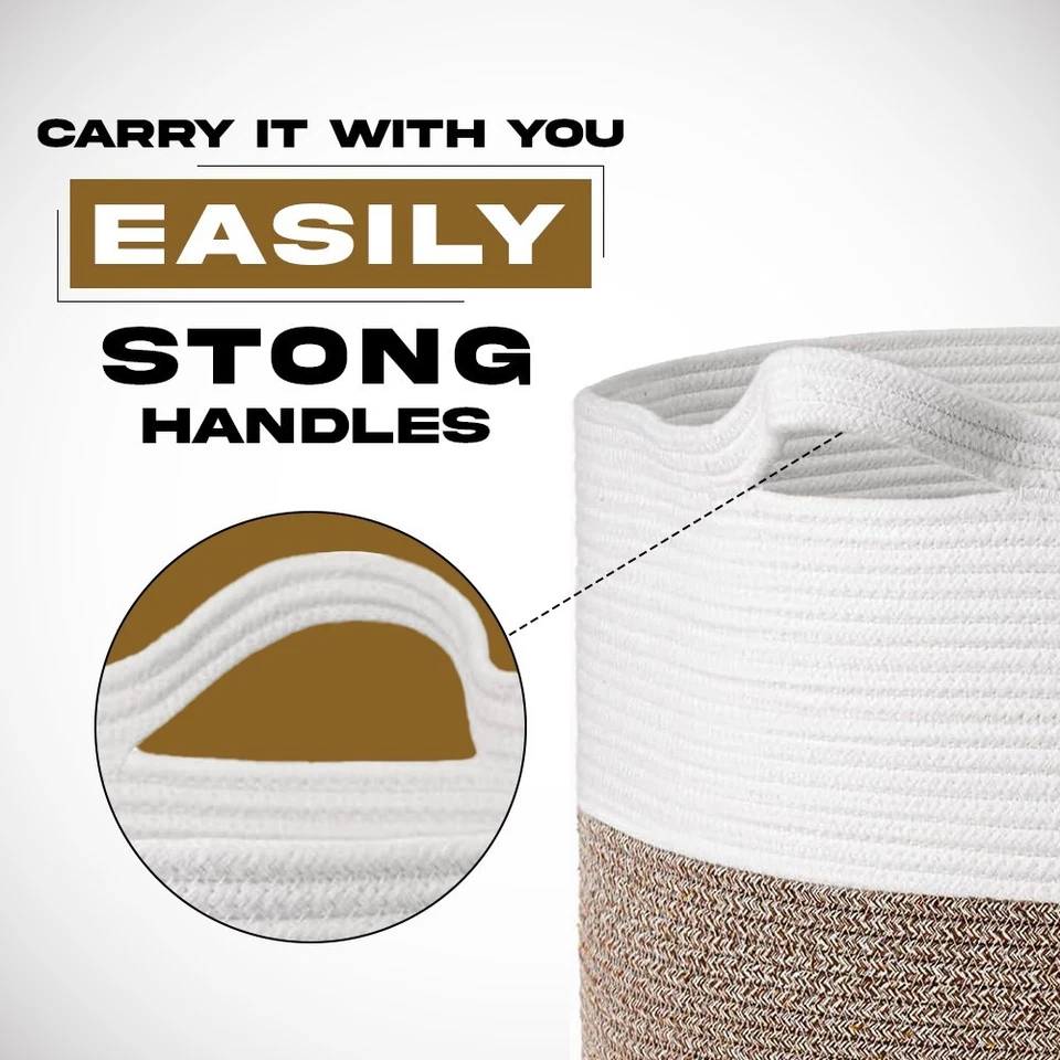 Large Blanket Basket 22 x 14"Big Cotton Rope basket Kids Toy& Living Room Basket - Image 2 of 4