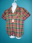 NOS Vtg 50s 60s Sun Craft Button Front Short Sleeve Shirt Plaid Sz 40 *VOLUP*