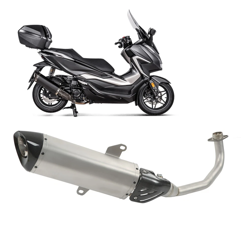 Titanium Color Motorcycle Full System Exhaust Pipe Front Rear Stainless Steel - Image 3 of 4