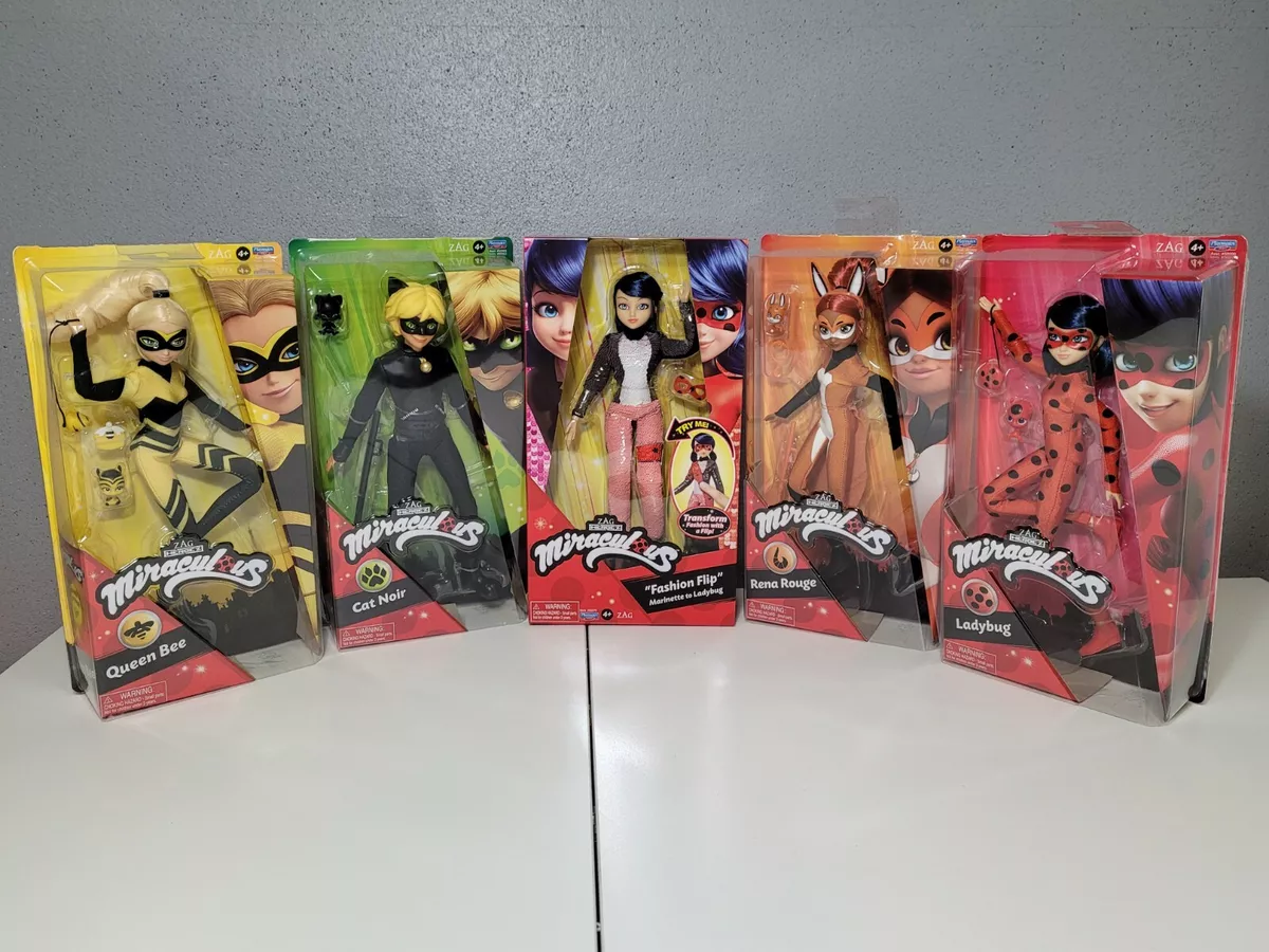 Set of 5-NEW Miraculous Ladybug Dolls Queen Bee Cat Rena Lady