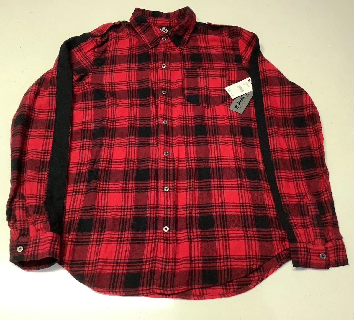 Buffalo David Bitton Boys XL 16 18 Red Black Plaid Shirt NWT Retail 38