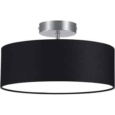 Deckenleuchte Deckenlampe Stoffschirm schwarz D 30 cm 2 x E14 LED möglich