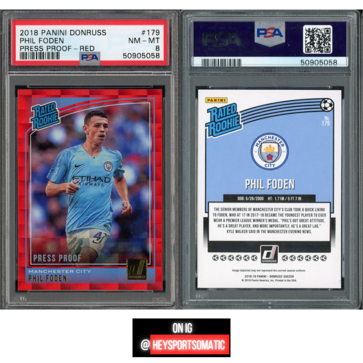 2018-19 Donruss Phil Foden Rated Rookie RC #179 Press Proof