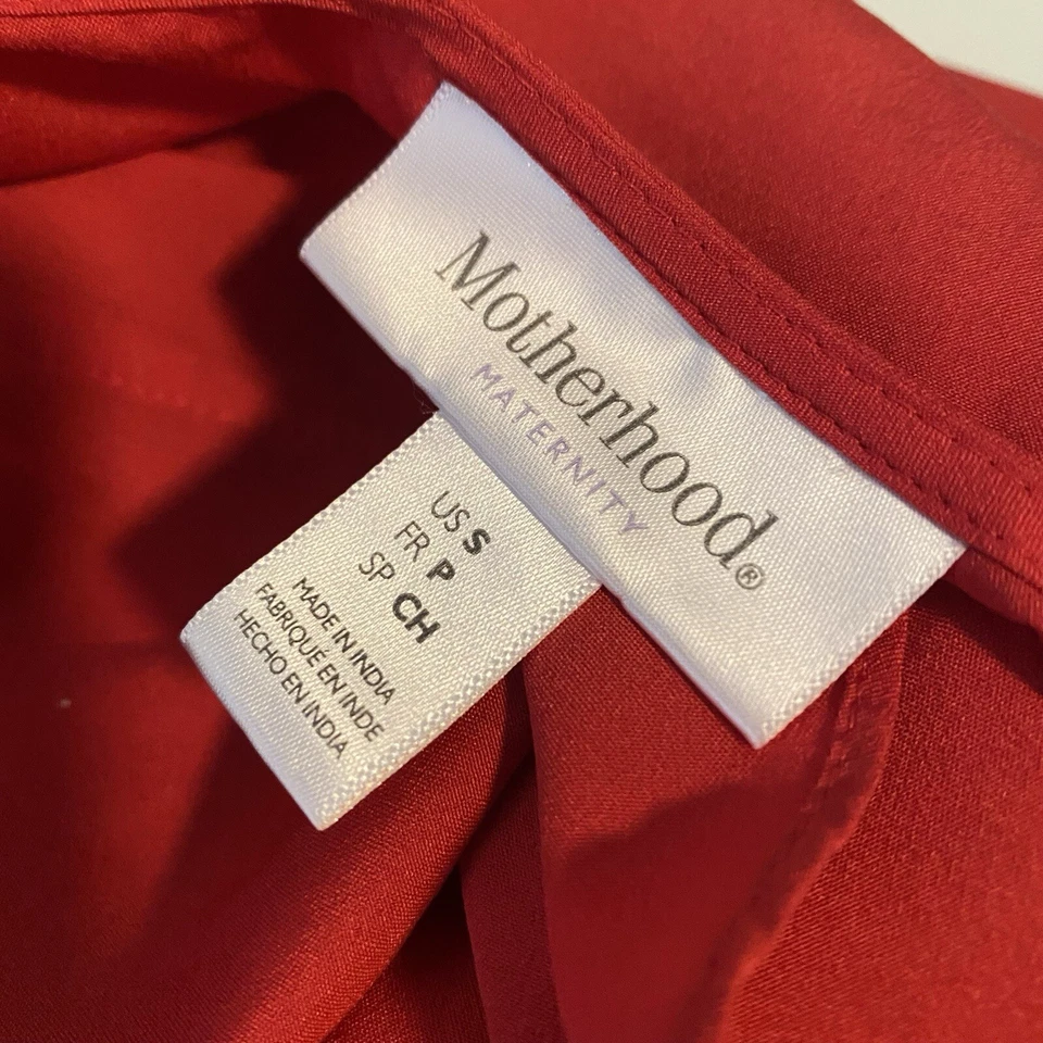 Motherhood Maternity Dress Small Red Ruffle Knee Length - Image 4 of 4