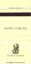 The Ritz-Carlton Hotel, Lion And Crown Logo, Hotel, Vintage Matchbook Cover