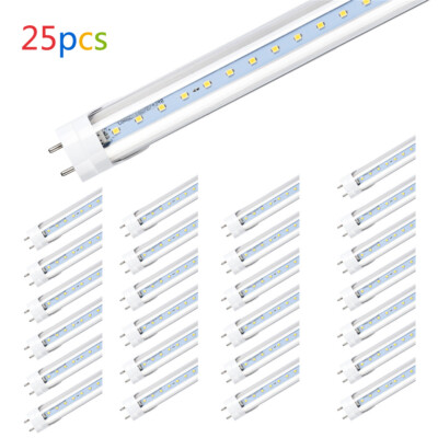 25 PCS 4ft LED Light Fluorescent Replacement Tube 6000K Daylight Clear Lens 110V