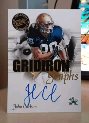 2008 Press Pass SE *Gridiron Graphs* John Carlson Rookie Auto NOTRE DAME IRISH