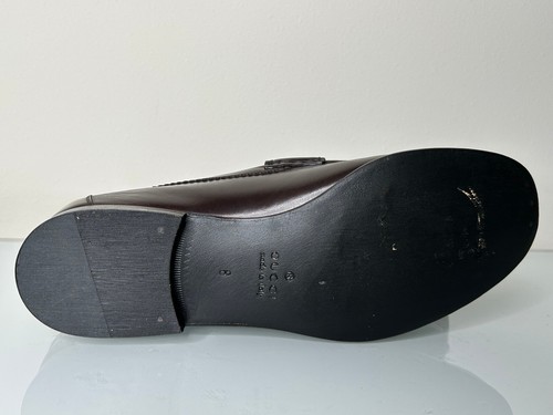 Gucci Men's Dress Shoe Banded Loafer Slip On Shoes Brown Leather 8 G / 9 US - Picture 6 of 7