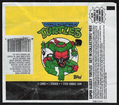 1989 Topps TMNT Teenage Mutant Ninja Turtles Opened Wax Pack Wrapper AA891
