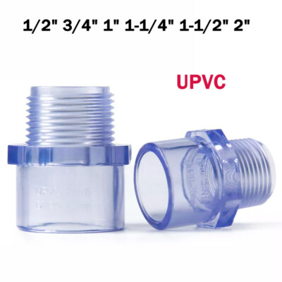Transparent UPVC BSP 1/2''~2'' Male Thread Pipe Fitting Straight Connector Adapter