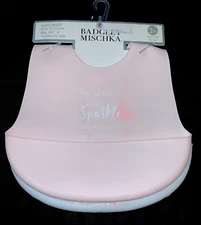 New! Baby Girls 2 pk "Sparkle" BADGLEY MISCHKA Silicone BIB SET NWT