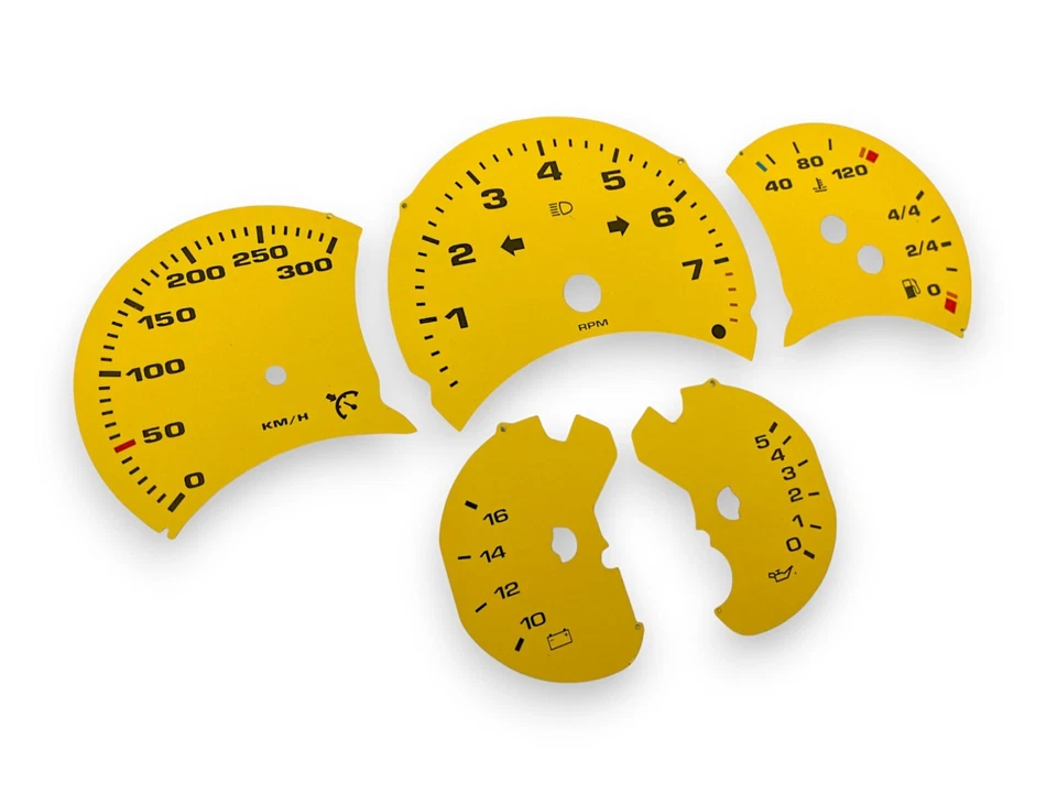 For Porsche 911 996 Mph to Kmh Tacho scheibe Manual Yellow - Bild 2 von 3