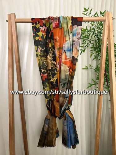 Sallys Cashmere Ring Scarf Wrap Shawl Flowers Print Soft Delicate Thin 200*100cm - Picture 6 of 9