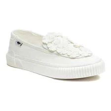Rocket Dog Z3075* Womens White Canvas Elan Blossom Slip On Sneakers Size US 7