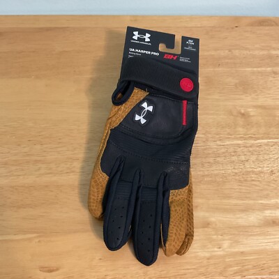 Under Armour Bryce Harper Pro Baseball Batting Gloves Mens Small Black
