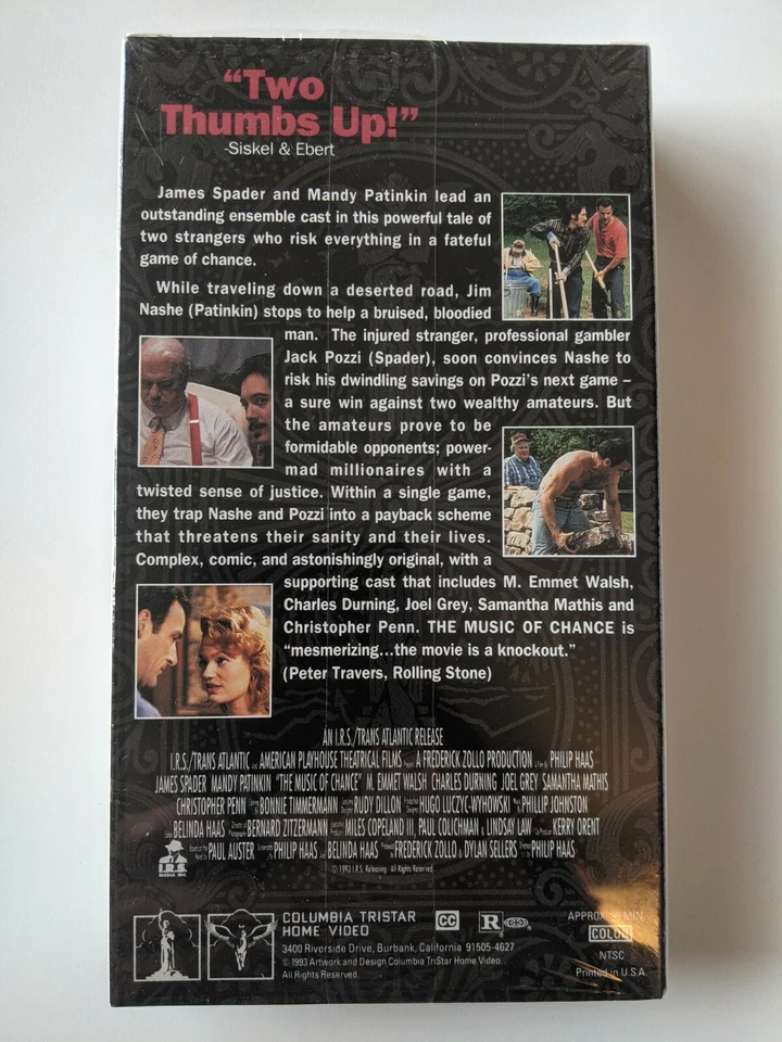 The Music Of Chance (VHS) RARE DEALER PROMO Factory Sealed MINT CONDITION 🔥 - Image 2 of 4