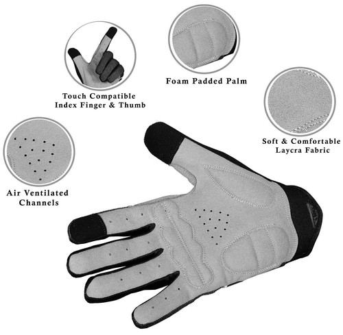 Cycling Gloves Full Finger Gel Palm Touchscreen MTB Bicycle Riding Mountain Bike - Picture 29 of 29