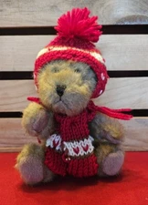 Hugfun International Teddy Bear Plush In Red & White Winter Scarf And Hat ~9"