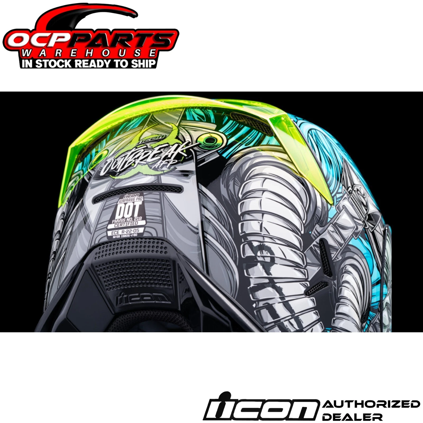 Icon Airframe Pro Full Face DOT Motorcycle Helmet - Outbreak