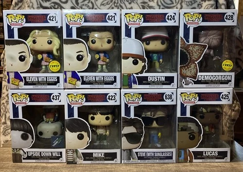 Funko Pop! Vinyl: Stranger Things Lot of 8,Including Eleven and Demogorgon Chase
