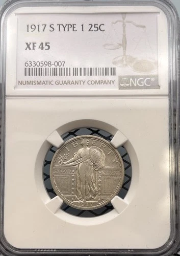 1917-S 25C XF45 NGC Standing Liberty Quarter