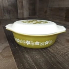 Pyrex Spring Blossom 043 Oval Casserole Dish with Lid 1.5 QT Vintage