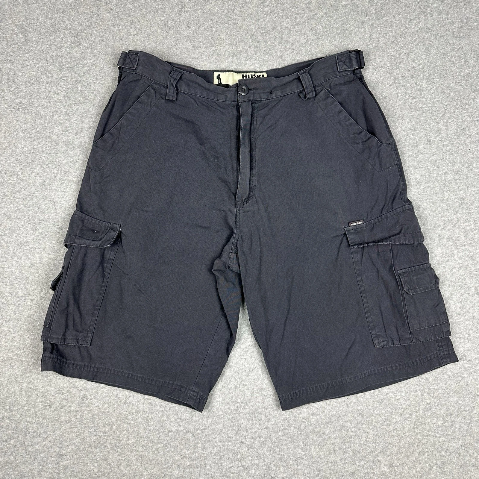 Huski Explorer Men's Utility Cargo Shorts Size M W34" Grey Hiking Adjustable