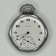 Vintage Elgin Grade 345 Pocket Watch 17J 12s Art Deco - WORKS