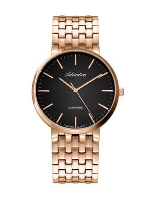 ADRIATICA Men Quartz Casual Watch Classic Dress Black Dial Waterproof Swiss