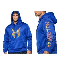HOLOGEAR Royal Blue Hoodie Athletic Performance Reflective Logo Front Pocket S