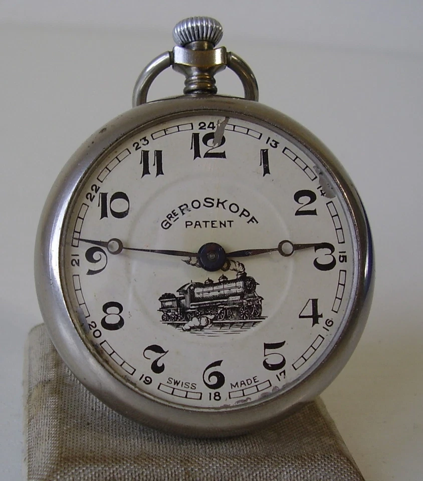 Antike Eisenbahner Taschenuhr Roskopf vor 1945
