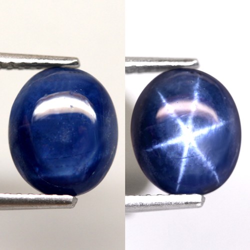 2.67Ct. Natural Star Sapphire 6 Rays Perfect Sharp! Blue Oval Cabochon Thailand