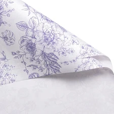 20 Sheets Flower Wrapping Paper - 22.4 x 22.4 inch Blue Vintage Floral Printed W